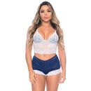 Short Doll em Malha com Renda Branca Sexy Hot Love - Imagem 1
