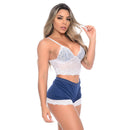 Short Doll em Malha com Renda Branca Sexy Hot Love - Imagem 2