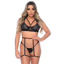 Conjunto Cinta Liga Sem Bojo Strappy Rendado Patitex - Imagem 1