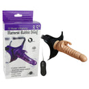 Cinta Peniana com Vibrador e Estimulador Clitóris Harness Rabbit Dong Miss Collection - Imagem 1