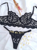 CONJUNTO CORAÇÕES SEM BOJO PRETO/VERMELHO PERSONALIZÁVEL