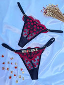CALCINHA FIO CORAÇÕES PRETO /VERMELHO PERSONALIZÁVEL