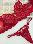 CONJUNTO VERMELHO SEM BOJO CORAÇÕES PERSONALIZÁVEL