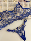 CONJUNTO AZUL BIC SEM BOJO FLORAL PERSONALIZÁVEL